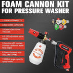 Pressure Washer Foam Cannon Gun & Sprayer Kit, Car Wash Kit with 5 Adjustable Nozzles, 1/4" Quick Connect, Fits 1000-4000 PSI, Includes Foam Sprayer & Accessories - Image 2