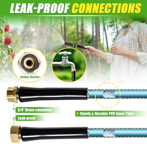 TOOLCY 25 FT Metal Water Hose Stainless Steel Garden Hose with Brass Nozzle - Heavy Duty, No Kink, All Weather, Super Flexible Garden Hoses for Outdoor, Lawn - Image 3
