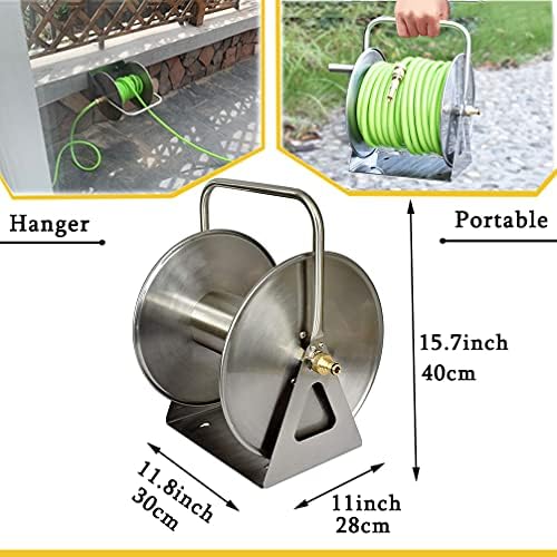 Stainless Steel Garden Hose Reel - Wall/Floor Mounted, 100ft Hose Capacity, Multi-Purpose Metal Water Hose Reel. - Image 5