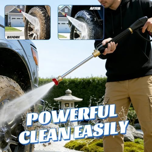 Garden Hose Nozzle High Pressure Washer with 3 High-Pressure Nozzles, High Pressure Wand for Garden Hose, Garden Hose Attachment for Patio Outdoor Cleaning (Set C) - Image 4