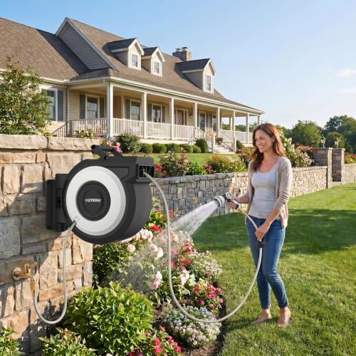 Tuyeho Heavy-Duty Automatic Retractable Garden Hose Reel 130FT Wall Mount - Image 5