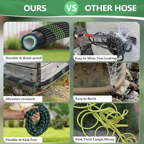 100 FT Non-Expanding Garden Hose, 2026 New Upgrated Non-Expandable Garden Water Hose - Ultra-Light & Flexible Burst-Resistant, Kink-Free Garden Hoses, All-Weather Use for Lawns, Gardens,Outdoor - Image 6