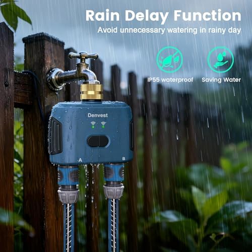 WiFi Water Timer for Garden Hose with Brass Inlet,Smart Hose Timer with WiFi Hub, APP & Voice Control,Up to 20 Watering Plans, 2-Zone Sprinkler Drip Irrigation System Controller for Yard Lawn Watering - Image 4