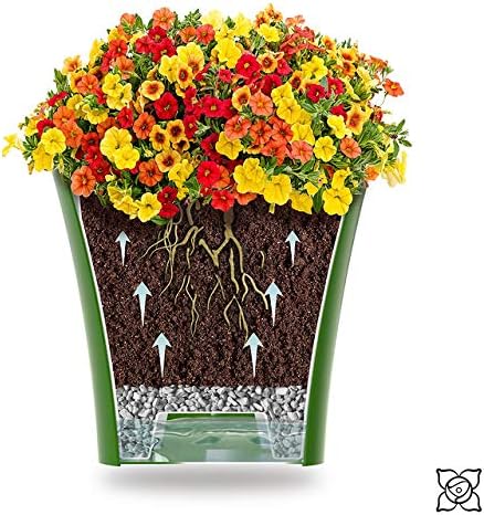 Santino 8.6 Inch ARTE Self Watering Planters (Set of 3) in Menthol/White Indoor Flower Pot for All House Plants, Flowers and Orchids - Image 4