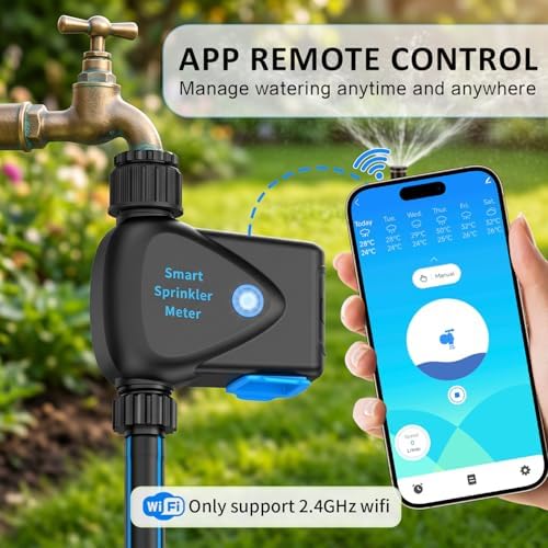 LP WiFi Water Timer, Smart Bluetooth Hose Timer with APP Control, Remote Controlled Watering System with Rain Delay, Manual & Automatic Modes for Garden, Yard, and Lawn Irrigation - Image 2