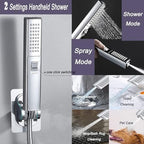 10" High Pressure Square Rainfall Shower Head and 2-in-1 Hand Shower, Equipped with 78"Hose,3 Way Diverter Valve, Adhesive Shower Head Holder (AWAXFOLO Chrome Square Shower Head Set) - Image 4