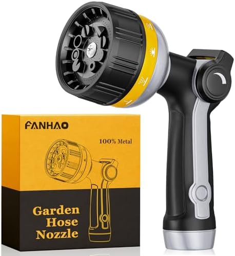 FANHAO Metal Thumb Control Garden Hose Nozzle Heavy Duty, 10 Spray Patterns by FANHAO