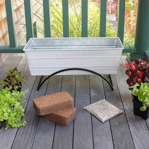 Garden Growing Kit Medium White Planter with Odette Stand Self Watering Freestanding Garden Box Patio Deck Outdoor Use Decorative Planter - Image 3