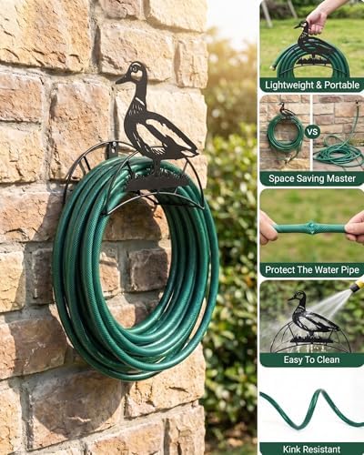 Garden Hose Holder Duck Metal Wall Mount Heavy Duty 125'5/8" Hose Hanger - Image 2