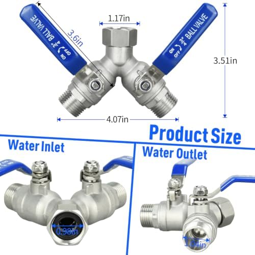 4 Pack 304 Stainless Steel Hose Splitter 2 Way, Full Flow Hose Splitter - Image 2