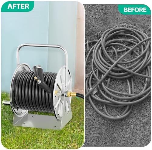 SPECILITE Garden Hose Reel, Holds 5/8In 75ft Capacity, with 6ft Leader Pipe - Image 6