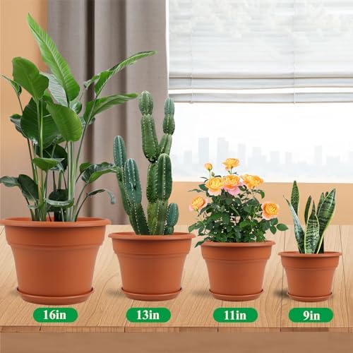 Pottiffe Plant-Pots-Planters-Indoor-Outdoor, 16 inch 4 Pack Terracotta - Image 5
