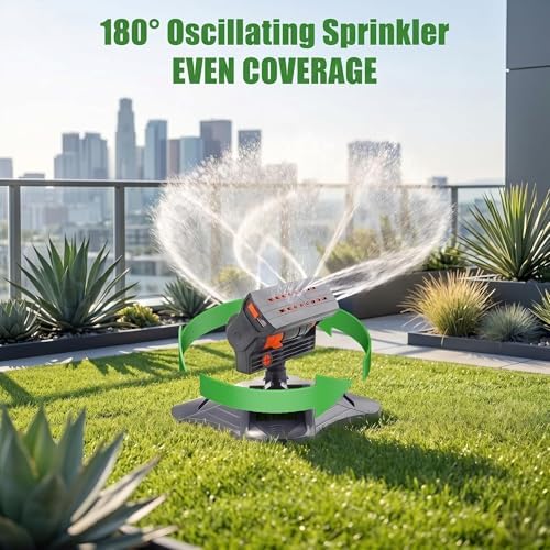 2026 Upgraded 16-Nozzle Oscillating Sprinkler with Dual-Zone Water Timer - Heavy Duty Lawn Sprinkler for Yard & Garden | 3000 Sq Ft Coverage, 4 Modes, Leak-Proof(with Water Timer) - Image 4
