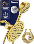 HammerHead Showers® Solid Metal Dual Shower Head Combo – BRUSHED GOLD – 8 Inch Rainfall High Flow Shower Head & Handheld Shower Head High Pressure with Hose 6ft - Hotel-Like Double Shower Heads by HammerHeadShowers