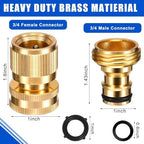 Therwen 10 Sets Garden Water Hose Quick Connector 3/4'', Brass Color - Image 2