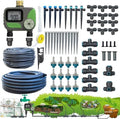 Drip Irrigation System with Water Timer(Dual System) Plug-in Quick Connection Drip Irrigation Kit 5/16“ID and 1/4 Inch Pipe Auto Watering System for Garden Spray, Greenhouse, Lawn, Potted Plants by Winbomgo