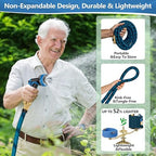 100FT Garden Hose, Lightweight Flexible Water Hose, 5/8" Kink Free Leak Proof Hose, Heavy Duty 96-Layer Woven with 3/4" Brass Fittings, 10 Function Nozzle for Yard Lawn Outdoor Car Wash(BlueBlack) - Image 3