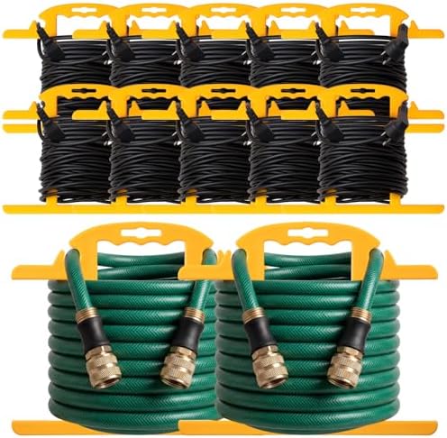 Ripeng 10 Pcs Heavy Duty Extension Cord and Hose Reel with Carrying Handle, Durable ABS H-shape Design Fits 100ft Cord Cable or Water Hose, 50ft Soaker Tube Management (Yellow) by Ripeng