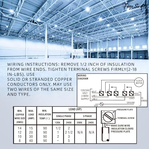 T103 40A 120V 24-Hour Mechanical Timer, DPST Switch with 12 ON/Off Cycles - Image 6