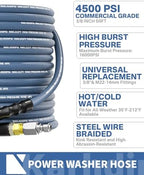 Pressure Washer Hose 50FT 3/8" ID Steel Wire Braided Swivel Quick Connector - Image 2
