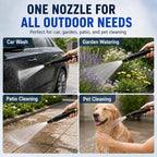 High Pressure Hose Nozzle, Power Washer Nozzle with Multiple Spray Patterns & Booster, Heavy Duty Metal Pressure Washer Hose Attachment for Car Wash, Patio, Garden Watering & Pet Cleaning(1 Pack+10m) - Image 4