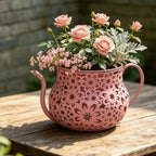 Watering Can Planter Perforated Decorative Flower Pot Cutout Watering Can with Long Spout for Decorators, Gardeners, Patio, Balcony, Indoor, Retro Green - Image 4