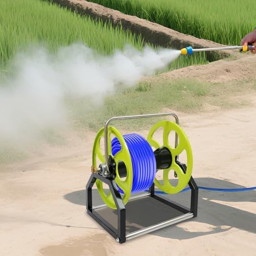 Garden Hose Reel, Portable Metal Hose Reel, Floor Mounted/Wall Mounted, Water Hose Holder for 328.1FT Hose, 0.55" Connection Diameter - Image 3