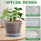 12 Pack 7 Inch Clear Nursery Pots with Saucer, Transparent Plastic Plant Pots with Drainage Holes, Sturdy Plant Starter Pots, Planter Pot for Planting Succulent Flower Herb Vegetable, Gardening Gifts - Image 3