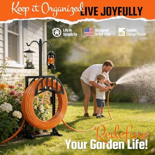 2 Pack Garden Hose Holder, Water Hose Stand for Outside with 4 Stake and 2 Shepherds Hooks, Freestanding Hose Storage Holds 150Ft, Heavy-Duty Metal Hose Hanger Rack for Yard, Lawn, Farm - Image 5