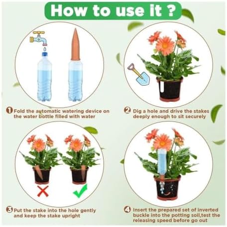 Terracotta Plant Spikes, Self Watering Stakes Automatic Drip Irrigation(8pcs) - Image 5
