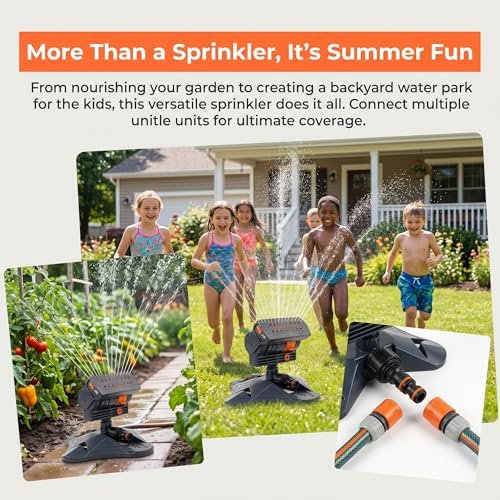 16-Nozzle Oscillating Sprinkler with Dual-Zone Sprinkler Water Timer, Adjustable Lawn & Garden Irrigation System, Turbo 360° Automatic Rocking Sprinkler for Lawn Yard Garden Watering (B) - Image 3