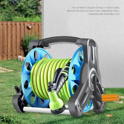 Portable 1/2 Inch Garden Hose Reel Cart With PVC Hose, ABS & Metal Frame, Adjustable Spray Nozzle For Lawn & Car Wash(Green,5m) - Image 2