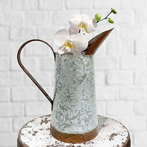 Vintage Galvanized Metal-Decorative 10.5" Inch Large Pitcher Rustic Farmhouse Flower Holder Vase - Image 5
