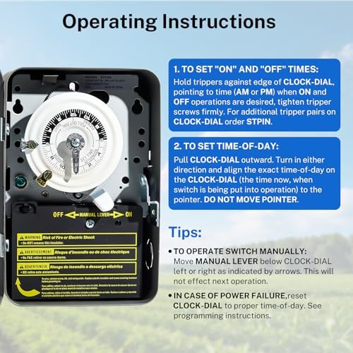 T104 24-Hour Mechanical Time Switch 40A DPST, for Pool Pumps, Water Heaters - Image 6