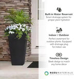 Tierra Verde Sonata Self-Watering Square Planters, Black, 14" x 28", 2-Pack - Image 4