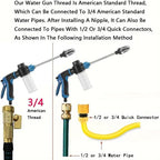 High Pressure Spray Gun & Foam Cannon 2-in-1-360° Adjustable Nozzle, Fits 3/4" US Garden Hose, for Car Washing, Pet Bathing, Yard Cleaning (Effortless Trigger Design) (Blue nozzle (without hose)) - Image 5