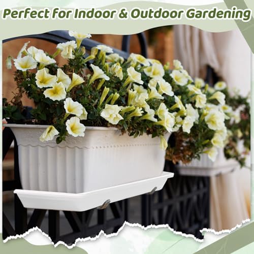 Cinnvoice 4 Pcs 24 x 8 x 1.6 Inch Rectangle Plant Saucer Tray, White - Image 5