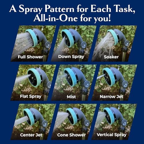 9-Pattern 36-inch Watering Wand 600004, 270° Pivot Head, Heavy-Duty Hose End Sprayer w/Lever Control for Fruit Trees, Yard Work, & Car Cleaning, Fits Outdoor Garden Hoses, by New England Garden Tools - Image 4