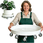 Rolling Planter Caddy(470lbs Capacity), Heavy Duty Metal Plant Stand with Brake Wheels Plant Dolly Mover Plant Pot Tray Saucer for Indoor Outdoor 18inches White by SKAFORZ
