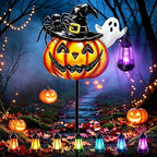 YJFWAL Halloween Pumpkin Solar Garden Lights Outdoor Waterproof, for Child and Friends, Stake Lights with Solar Lantern, Hanging Solar Lights, Solar Path Lights Yard Art Outside Patio Decor by YJFWAL