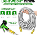 Outdoor Garden Hose 100ft Metal Stainless Steel Heavy Duty Kink Free 2 Nozzles 3/4 Brass Fittings Rust Proof For Lawn Rv Watering 50FT - Image 4