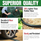 Garden Hose 100 ft x 5/8" with Nozzle, Water Hose Heavy Duty Flexible, Lightweight Kink-less Hybrid Hose with Swivel Handle, Male to Female Fittings (Green, 100FT) - Image 7