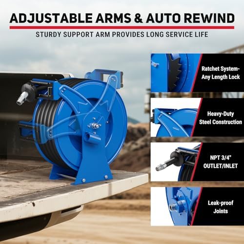 Fuel Hose Reel 3/4" x 50', Spring-Driven Retractable Diesel Reel - Image 5