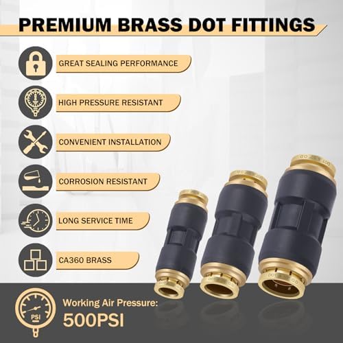 CheeMuii 32PCS Brass DOT Air Line Fittings DOT Quick Connect Straight Union - Image 5