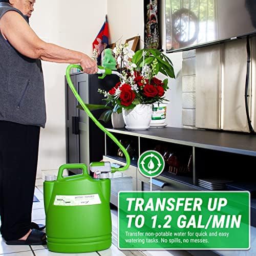 TERA PUMP 2nd Gen. TRWC - AA Battery Powered Watering Can with Detacheable 2.5 Feet Long Hose, Green, 3.8 Gallon Can (Included) - 1.3 GPM - Image 3