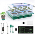 12 Cell Seed Starter Kit with Grow Light Heating Mat & Silicone Pots by Joyhalo