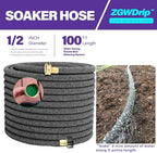 100FT 1/2" Water-Saving Soaker Hose with Solid Brass Connectors, Drip Irrigation Kit for Lawn & Landscaping with Metal Ground Stake & Accessory Kit - Image 2