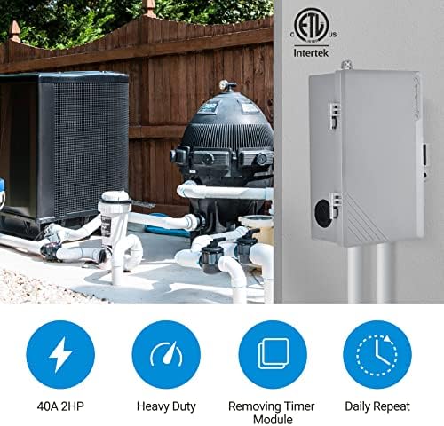DEWENWILS Pool Pump Timer, Mechanical Timer Box Outdoor - 2HP 40A 120V-277V - Image 2