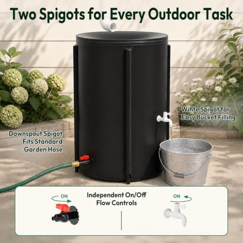 VINGLI Collapsible Rain Barrel Portable Rain Collection (Black, 132 Gallon) - Image 2