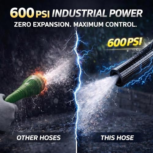 Garden Rubber Hose 3/8"ID x 50ft PVC Spray Reinforced Hose, Black, 600 Psi - Image 6